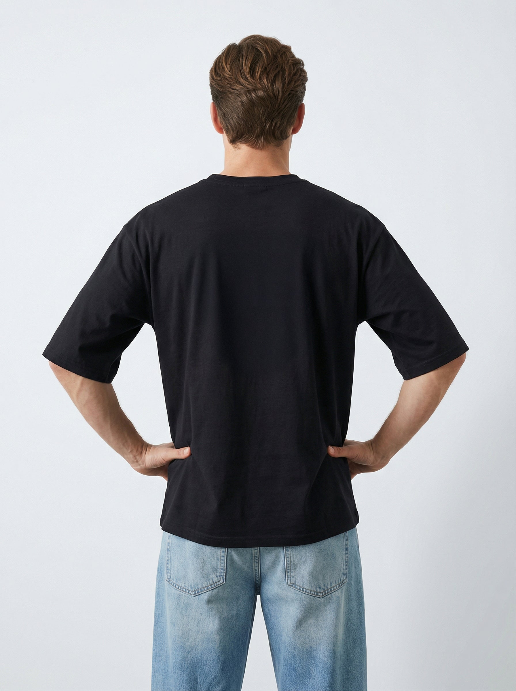 Lost List Love, Black T-Shirt | Down Shoulder 220 GSM Cotton Blend