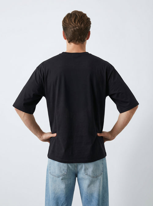 Acknowledge Me, Black T-Shirt | Down Shoulder 220 GSM Cotton Blend