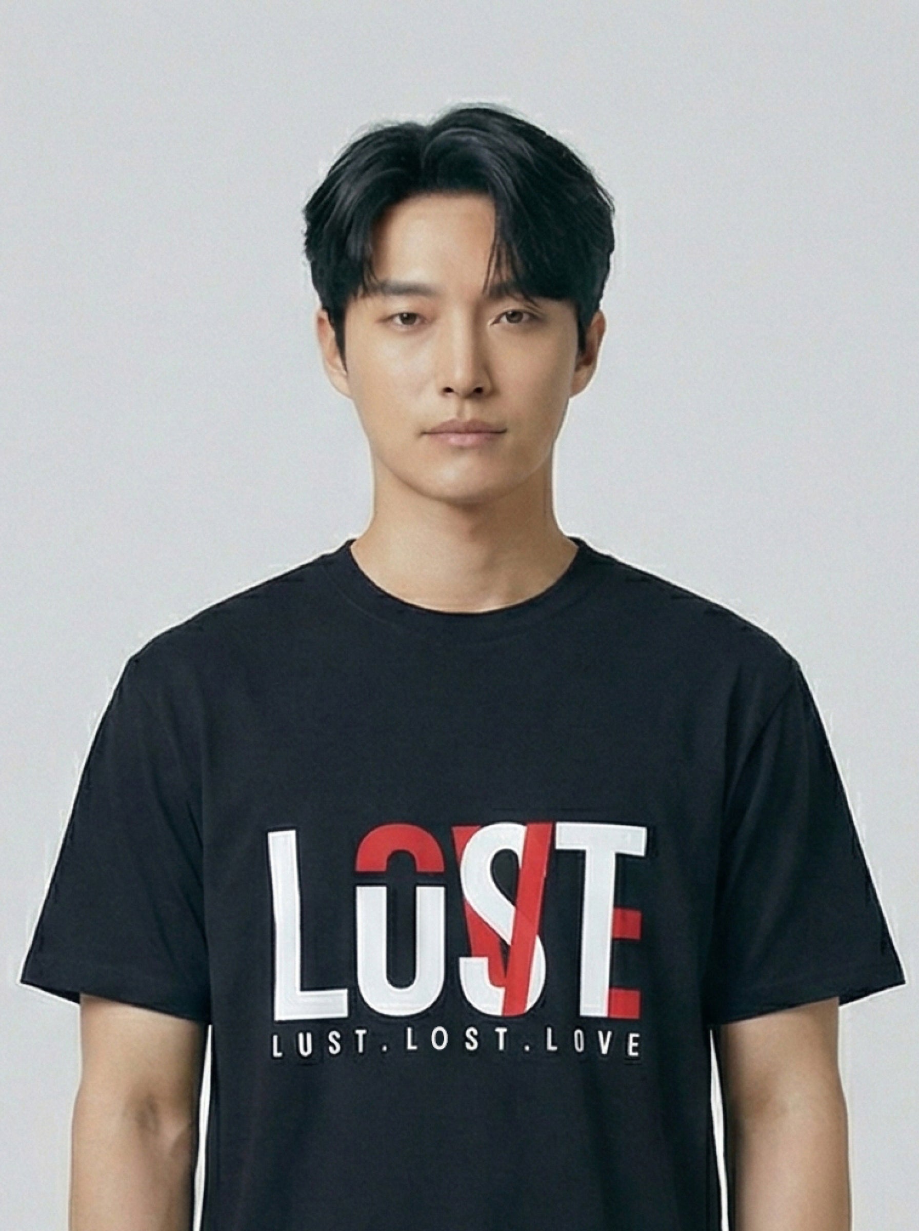 Lost List Love, Black T-Shirt | Down Shoulder 220 GSM Cotton Blend