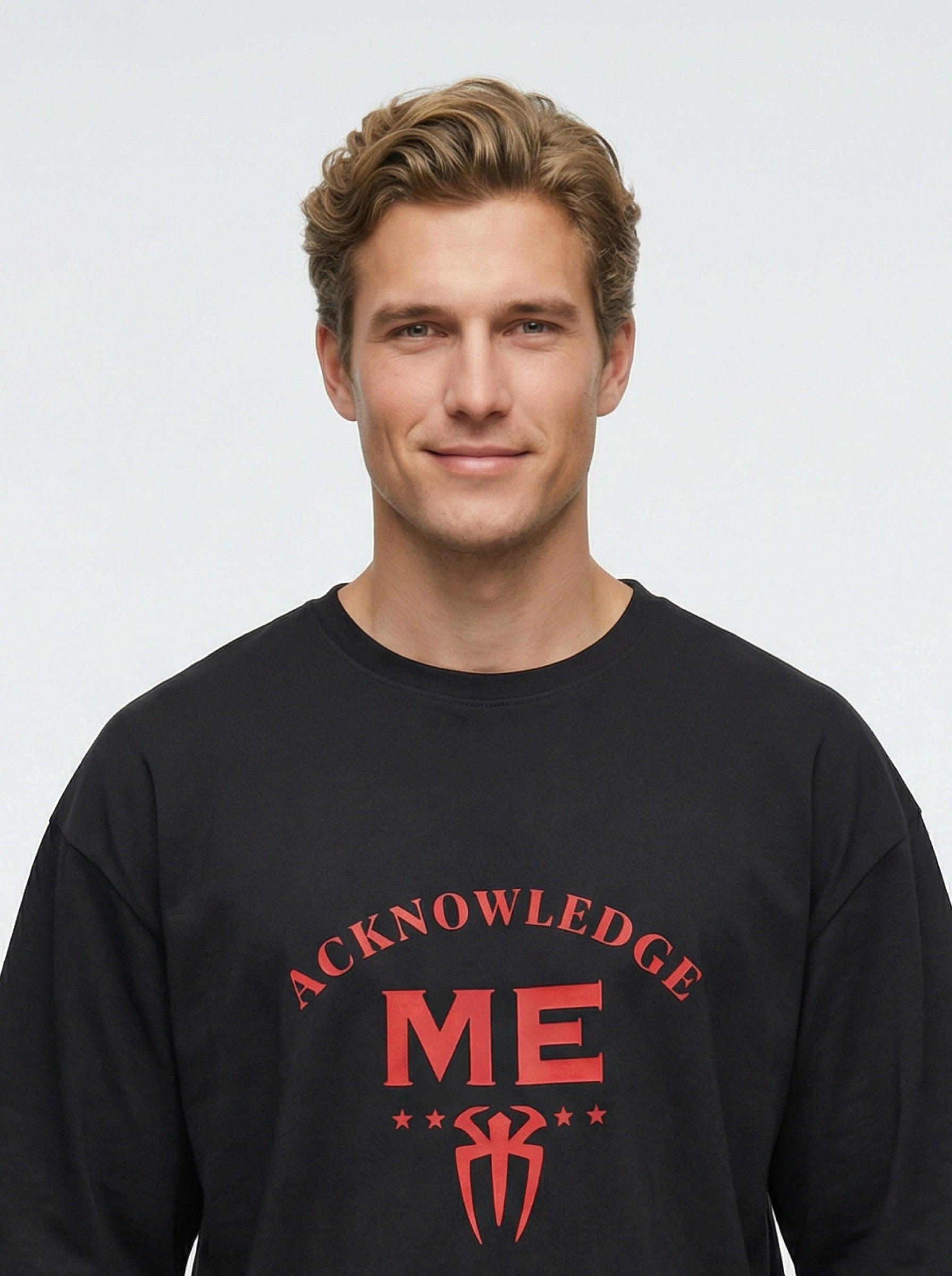 Acknowledge Me, Black T-Shirt | Down Shoulder 220 GSM Cotton Blend