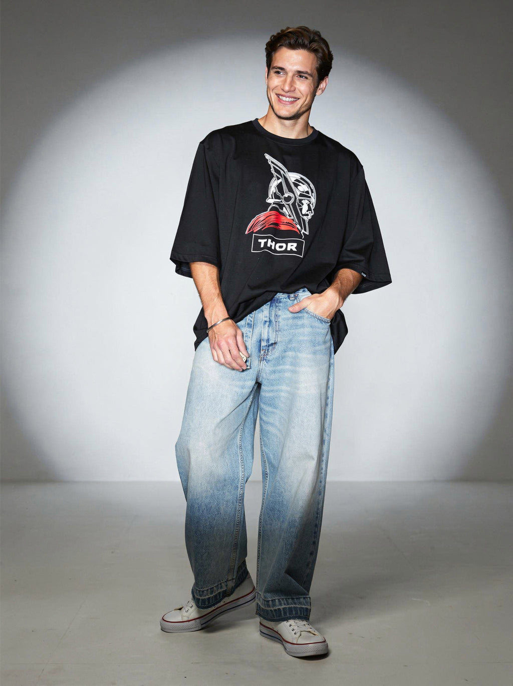 Thor, Black T-Shirt | Down Shoulder 220 GSM Cotton Blend