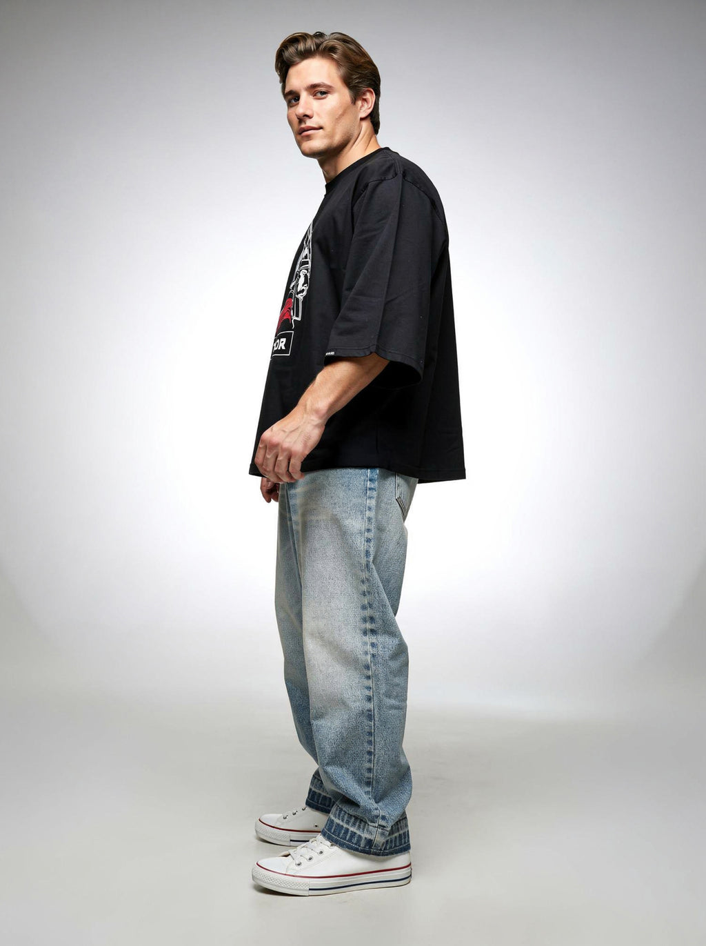 Thor, Black T-Shirt | Down Shoulder 220 GSM Cotton Blend