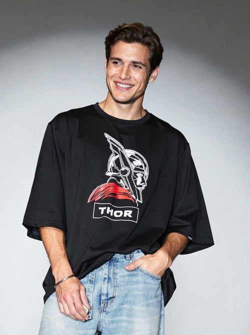 Thor, Black T-Shirt | Down Shoulder 220 GSM Cotton Blend